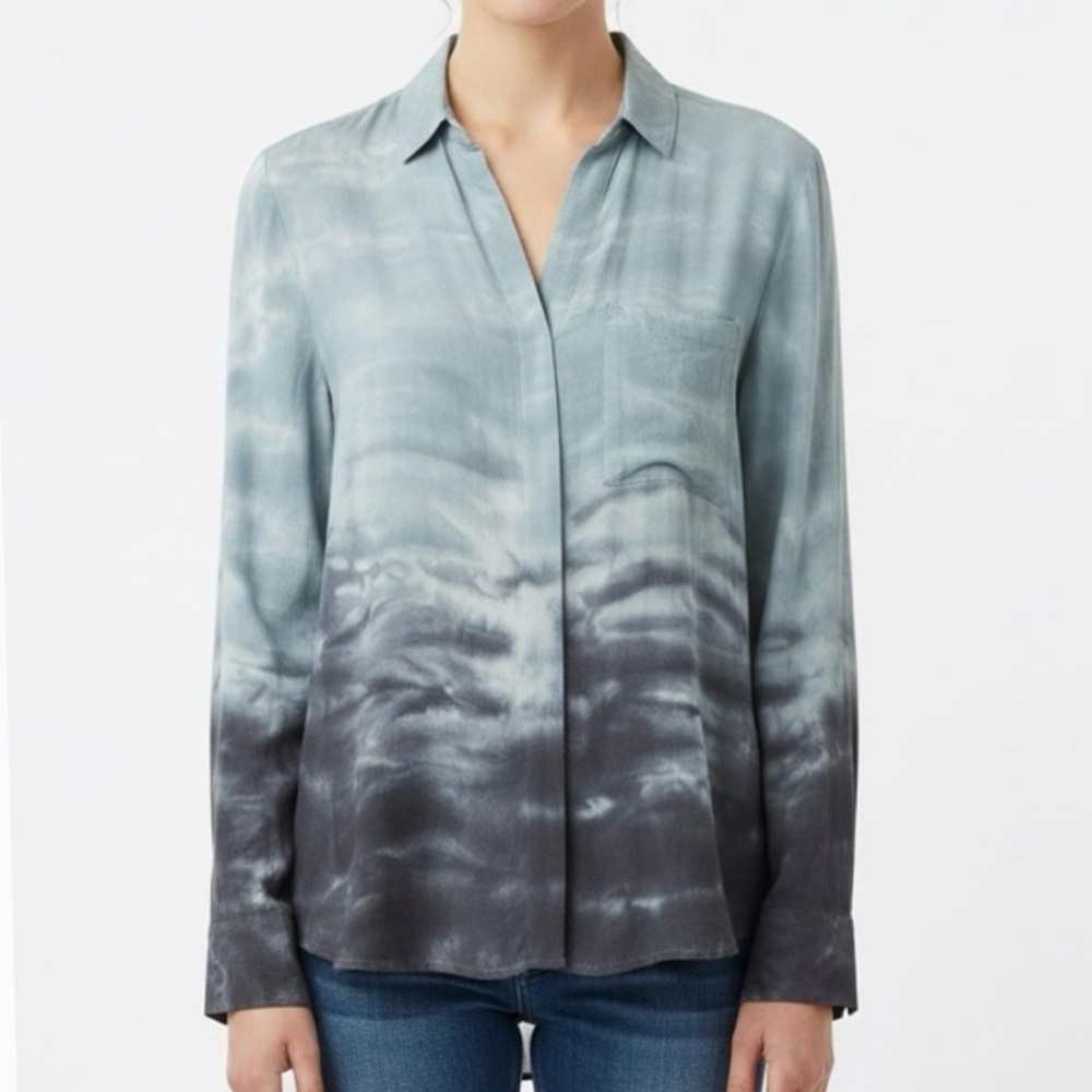 Young Fabulous & Broke Blue and Gray Tie Dye Button Down Shirt